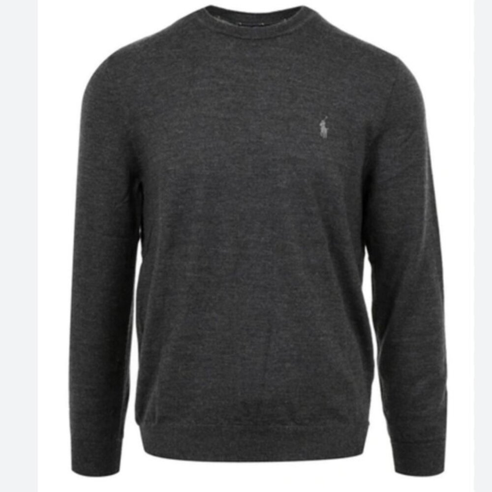 POLO RALPH‎ LAUREN Washable Wool Crewneck Sweater Jumper Logo Top Minimalist M